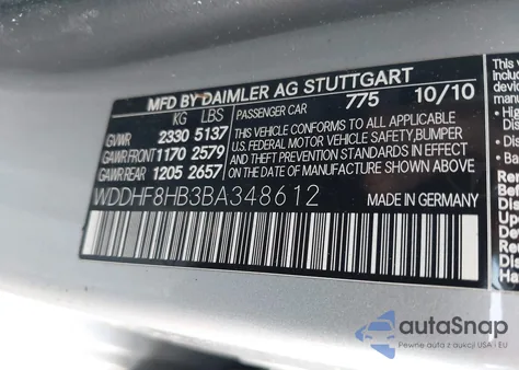 2011 Mercedes-Benz E 350 4Matic z USA, uszkodzony, nr VIN WDDHF8HB3BA348612